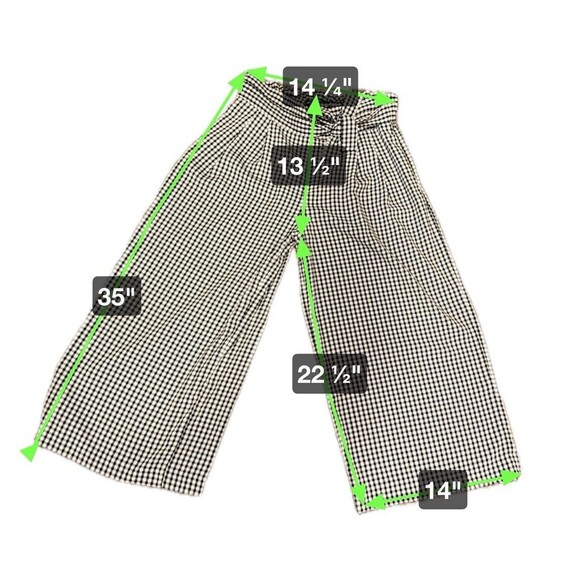 Zara Trafaluc Navy White Gingham Checkered Wideleg Cropped Pant Size Small - Picture 4 of 5